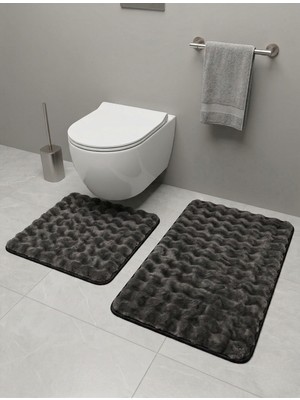 Maisoria Home Bubble 2li Banyo Paspas Takımı Yumuşak Makinada Yıkanabilir 60X100 ve 40X60