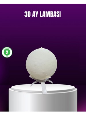 MiraLive Şarjlı 3D Baskılı 16 Renk Ay Lambası  Stand