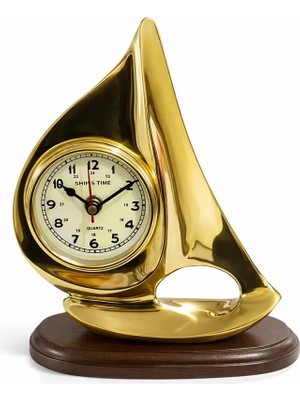 Zenvia Pirinç Yelkenli Gemi Masa Saati