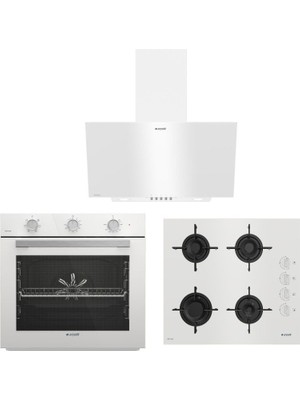 Arçelik Harmoni Beyaz Cam Ankastre Set Modeli (Afc 222 Hbd Fırın - Ocd T 601-1 Ehbd Ocak) Modern Tasarım