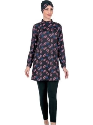 Amora Fancy Clothing Fantasy 3310 Bayan Yaprak  Desenli Tesettür Mayo