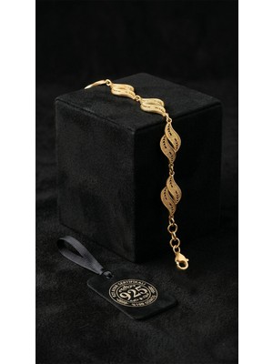 Erdobia 925 Ayar Geleneksel Telkari El Işi Altın Kaplama Yaprak Sıralı Gümüş Bileklik