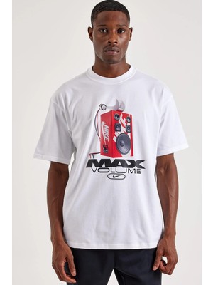 Nike Tee MAX90 Erkek Bol Kesim Beyaz Tişört