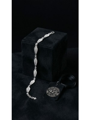 Erdobia 925 Ayar Geleneksel Telkari El Işi Damla Motifli Sıralı Gümüş Bileklik