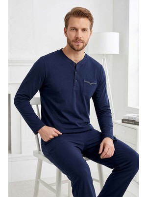 Remsa Erkek Penye Uzun Kol Süprem Pijama Takımı 2302 LACIVERT01
