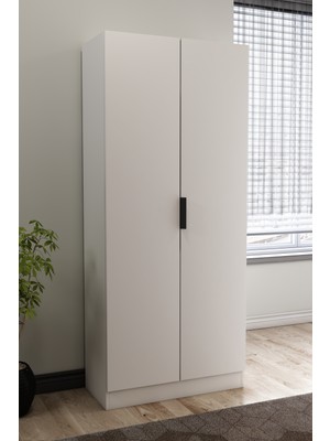 Tumblera Estante Çok Amaçlı Dolap Mutfak Dolabı Banyo Dolabı Kiler Dolabı 2 Kapaklı 8 Raflı Beyaz