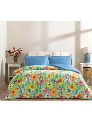 Taç Yeni Sezon Pamuklu Seç & Ser Tek Kişilik Nevresim Takımı Lureva Mavi