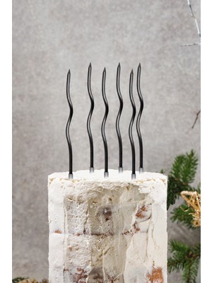 Pekshop Spiral Siyah Pasta Mumu Siyah Renk Mum 6 Lı Siyah Kıvrık Mum