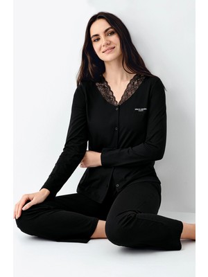 Amora Fancy Clothing Pierre Cardin 9116-S Kadın Önü Düğmeli  Pijama Takımı