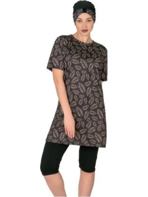 Amora Fancy Clothing Fantasy 3454 Bayan Yaprak  Desenli Yarı Tesettür Mayo