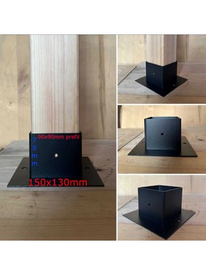 An Dekor Pergule Pergole Pergola Kamelya Düz Montaj Aparatı Siyah ( Kamelya Pabuç Ayak ) 90*90
