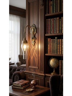 Solenza Vintage Sarkıt Aplik – Kavis Model | Retro Nostaljik Camlı Duvar Lambası Bronz Renk Dekoratif Aydınlatma