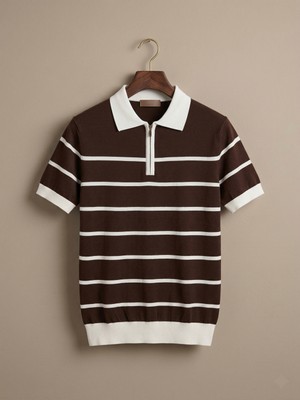 Kastrioti "milano" Çizgili Old Money Zip-Polo