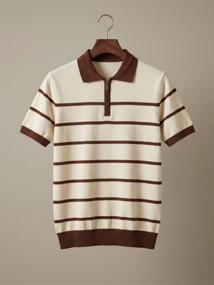 Kastrioti "milano" Çizgili Old Money Zip-Polo