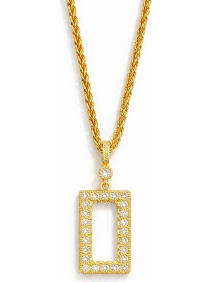 Vipfoni Altın Kaplama 60 cm Burgu Zincirli Gram Çerçeve Kolye - M6