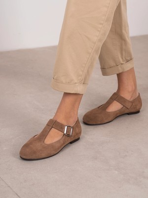 Ece'nin Butiği Felis Camel Süet Hakiki Deri Kadın Babet