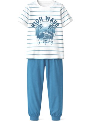 Remsa Erkek Çocuk Pamuk Penye Pijama Takımı 4278 MAVI02