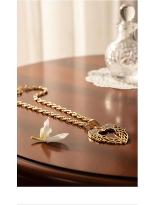 Vipfoni Kalp Kanatllı 60 cm Burgu Zincirli Gold Kolye