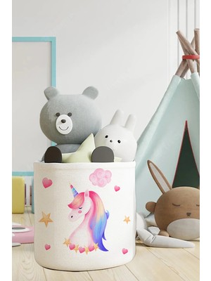 Talia Home Mor Pegasus Desen Çocuk ve Bebek Odası Düzenleyici Oyuncak Veya Kirli Sepeti TLAS-131