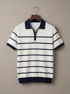 Kastrioti "milano" Çizgili Old Money Zip-Polo
