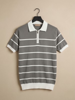 Kastrioti "milano" Çizgili Old Money Zip-Polo