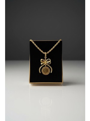 Vipfoni Gold Renk Ceyreklii 60 cm Burgu Zincirli Fiyonk Kolye