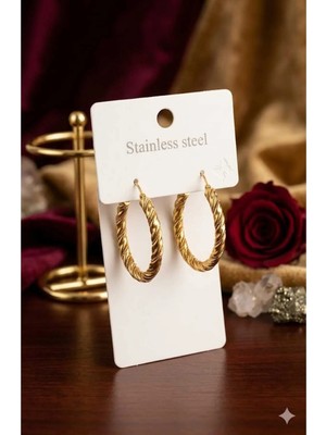 Bella Kadın Burgu Model Paslanmaz Çelik Halka Küpe