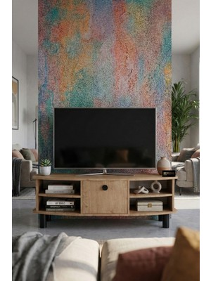 Gold Falez Tv Sehpası 136 cm Kapaklı Raflı Çok Amaçlı Televizyon Ünitesi Salon Oturma Odası Vienna 5013 Sepet