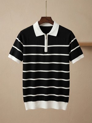 Kastrioti "milano" Çizgili Old Money Zip-Polo