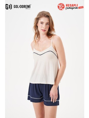 Gd Goldoremi 29021 Premium Kadın Rahat Kalıp Ip Askılı Şortlu Pijama Takım