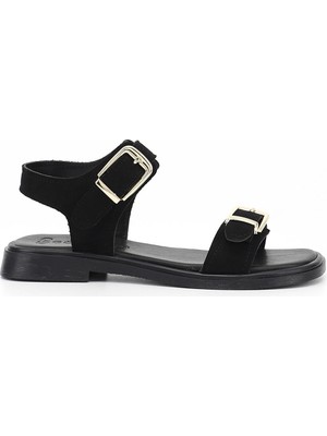 Gönderi(r) Kadın Siyah Süet  Bilek Bantlı Sandalet