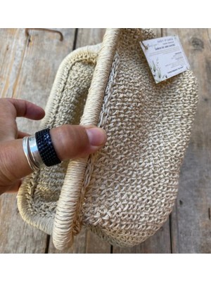 Anlat Anadolu Kadın Kooperatifi El Yapımı Örgü Kağıt Ip Clutch Çanta – Doğal Hasır Görünümlü, Yazlık & Günlük Kullanım