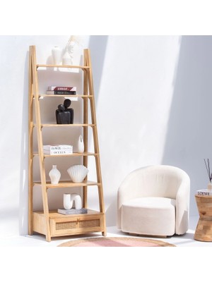 Şafak Mobilya Evora Masif Ahşap Tek Çekmeceli Hazeranlı Kitaplık