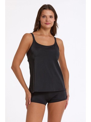Argento Düz Renk Tankini Takım Siyah 0063-3001