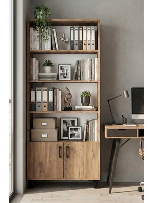 Gold Falez Kitaplık Modern Çok Amaçlı Dolaplı Raflı Ofis Salon Mutfak Düzenleyici Çok Raflı 250 Atlantik