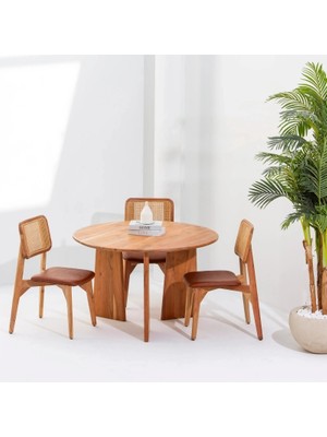 Şafak Mobilya Evora Masif Ahşap Yuvarlak Yemek Masası