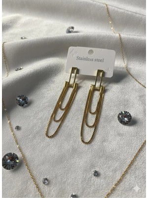 Bella Kadın Sallantı Zincirli Paslanmaz Çelik Küpe