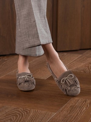 Ece'nin Butiği Steff Vizon Süet Hakiki Deri Kadın Makosen