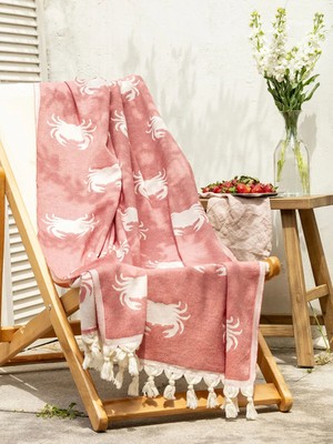 LC Waikiki Lcw Accessorıes Ekru Yengeç Baskılı Kadın Peştemal Plaj Havlusu 90X160 cm