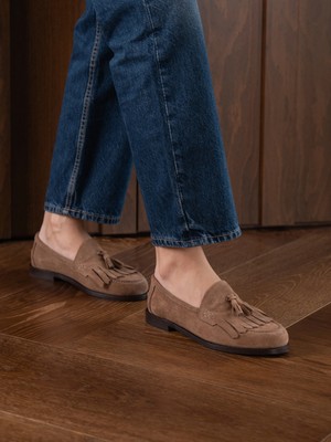 Ece'nin Butiği Silvana Camel Süet Hakiki Deri Kadın Makosen