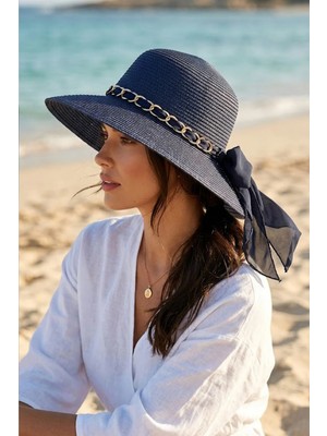Ritagarcia Kadın Hasır Şapka Geniş Kenarlı Yazlık Plaj Güneş Şapkası Uv Korumalı Şık Tasarım