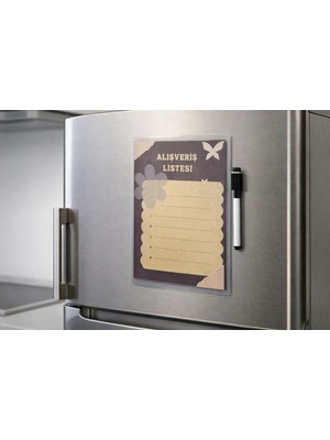 Tint and Treats Buzdolabı Alışveriş Listesi A5 – Laminasyonlu Yaz Sil – Magnetli – Yaz Sil Kalem Hediyeli