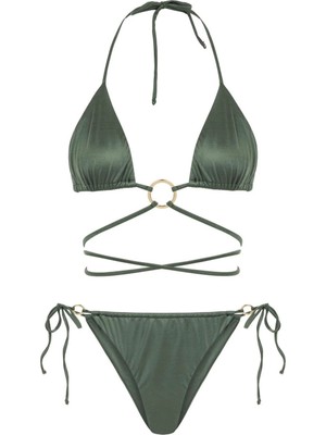 Aquella Aksesuarlı Üçgen Bikini Takımı Haki 210-1216