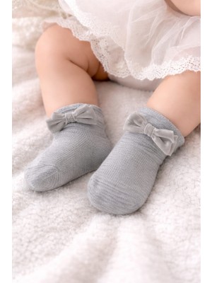 Gigi Giyim Kadife Kurdele Detaylı Kız Bebek Çorap