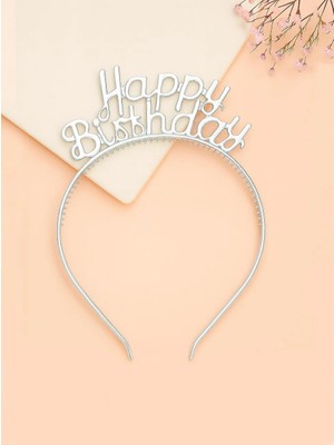 Parti Adresi Happy Birthday Taç Mika Plastik Doğum Günü Tacı Gümüş