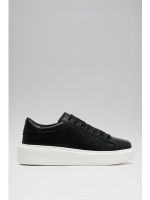 Lufian Gage Siyah Erkek Sneaker Ayakkabı EVA Taban İmitasyon Deri Malzeme ile Günlük Stil