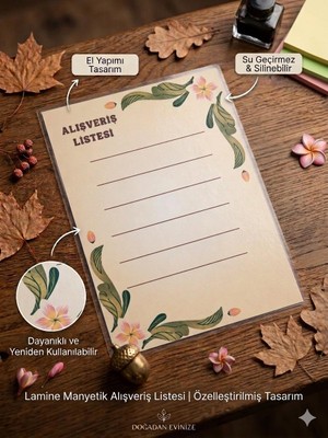 Tint and Treats Buzdolabı Alışveriş Listesi A5 – Laminasyonlu Yaz Sil – Magnetli – Yaz Sil Kalem Hediyeli