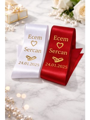 Frisson Kişiye Özel Nişan Düğün Gelin Damat Isimli Takı Kurdelesi