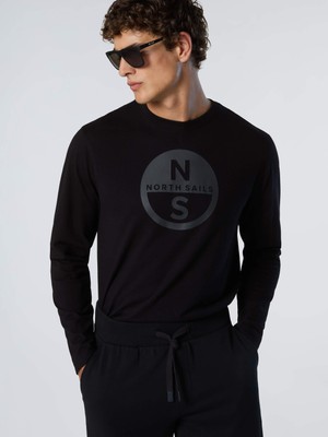 North Sails Regular Fit Maxi Grafik Baskılı Uzun Kollu Organik Pamuk Tişört