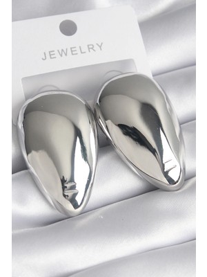 Sylar Pirinç Gümüş Renk Badem Model Kadın Küpe